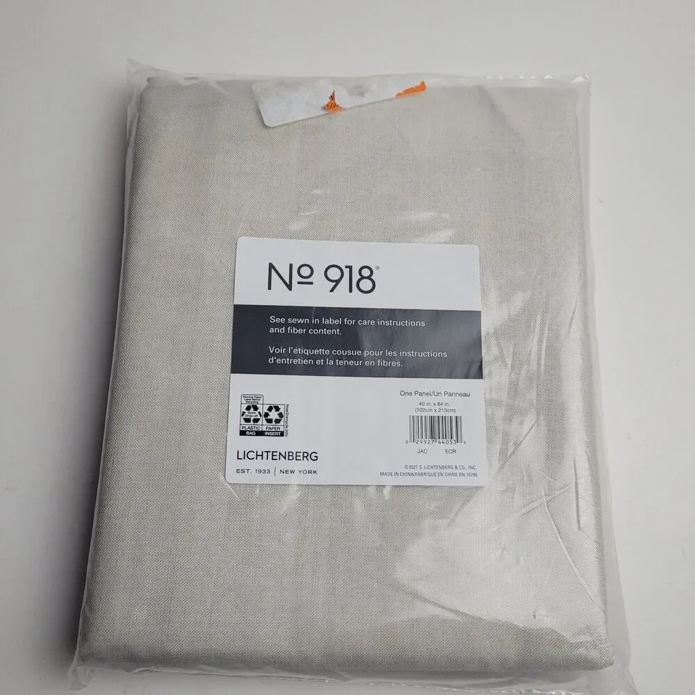 NEW No. 918 Lichtenberg Ecru Jacob One Panel Curtain 40 x 84 inch . #BT1